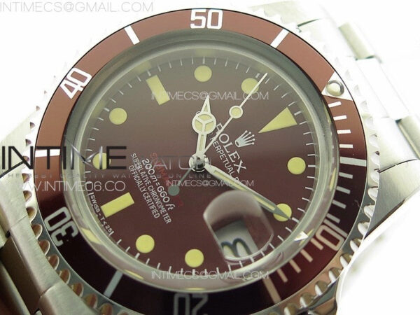 Vintage Submariner 1680 SS JKF Best Edition Tropical Red Dial on SS Bracelet A2836 – Bild 5