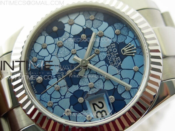DateJust 31mm 278274 904L SS GMF Best Edition Blue Flowers Crystals Dial on 904L Oyster Bracelet A2824 – Bild 4