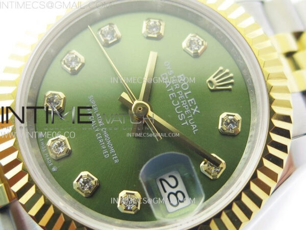 Datejust 28mm 279173 SS/YG APSF Best Edition Green Dial Crystals Markers on Jubilee Bracelet NH05 – Bild 4