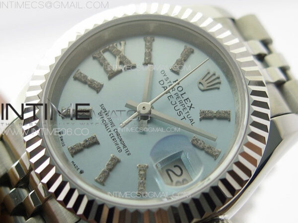Datejust 28mm 279179 SS APSF Best Edition Ice Blue Dial Sticks Crystals Markers on SS Jubilee Bracelet NH05 – Bild 4