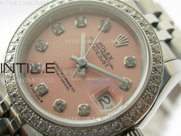 Datejust 28mm 279179 SS/Crystals APSF Best Edition Pink Dial Crystals Markers on SS Jubilee Bracelet NH05 – Bild 4
