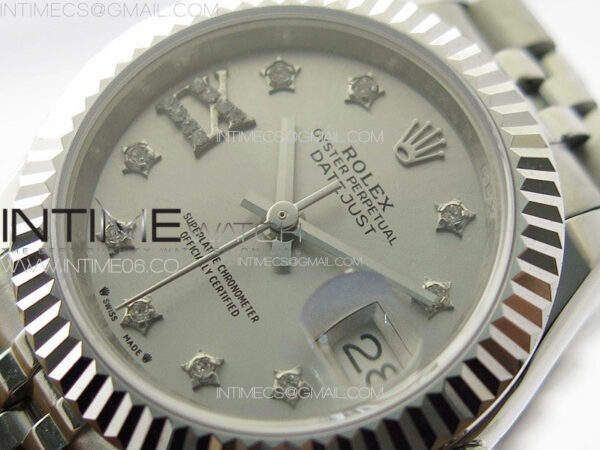 Datejust 28mm 279179 SS APSF Best Edition Silver Dial Stars Crystals Markers on SS Jubilee Bracelet NH05 – Bild 4