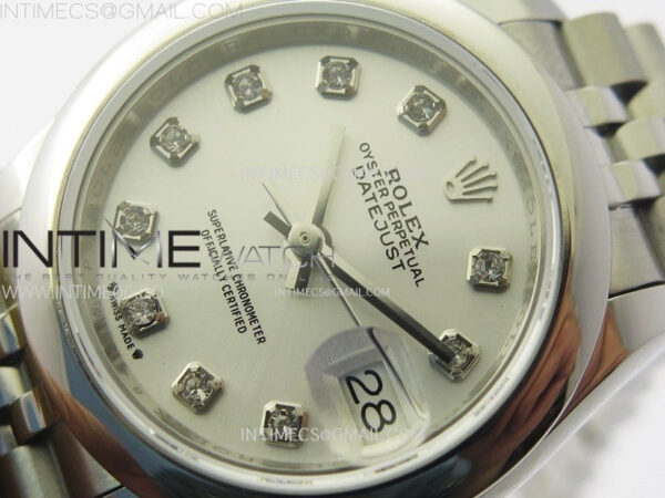 Datejust 28mm 279166 Smooth Bezel SS APSF Best Edition White MOP Dial Crystals Markers on SS Jubilee Bracelet NH05 – Bild 4