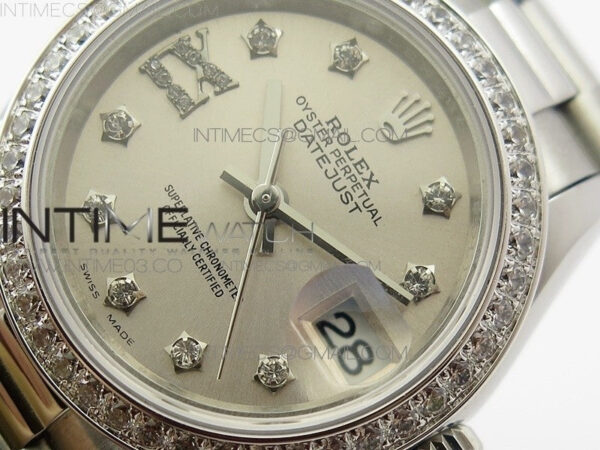 DateJust 28mm SS Diamond Bezel BP Best Edition Silver Dial on SS Bracelet ETA2671 – Bild 3