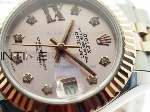 Datejust 28mm 279173 SS/RG BP Best Edition Silver Stars Crystal Markers Dial on SS/RG Jubilee Bracelet ETA2671 – Bild 4