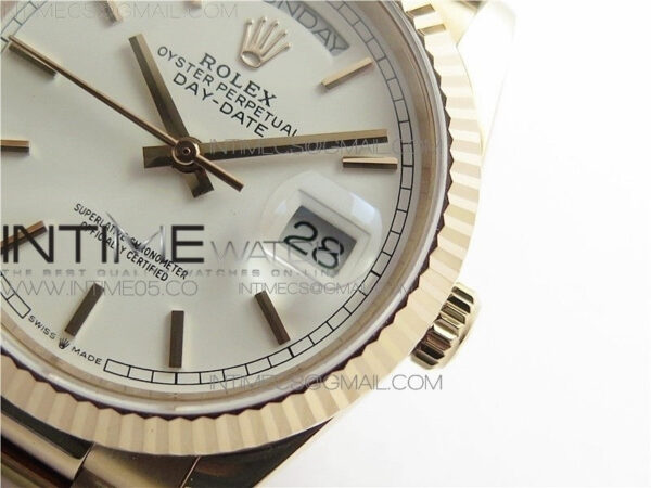 Day-Date 36 128239 RG BP Best Edition White Sticks Markers Dial on RG President Bracelet – Bild 4