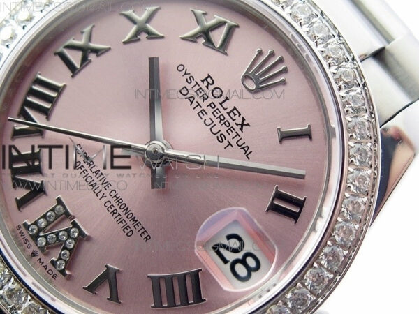 Datejust 31mm 278275 SS Crystals bezel BP Best Edition Pink Roman Markers Dial(@6 Crystal Marker) on SS President Bracelet – Bild 4