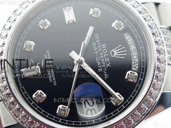 Day-Date 36 128239 SS/Crystal BP Best Edition Black Crystal Markers Dial on SS President Bracelet A2836 – Bild 4