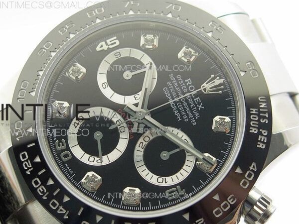 Daytona 116500LN APSF Black Dial Crystals Markers On SS BraceletSlim A7750 – Bild 4