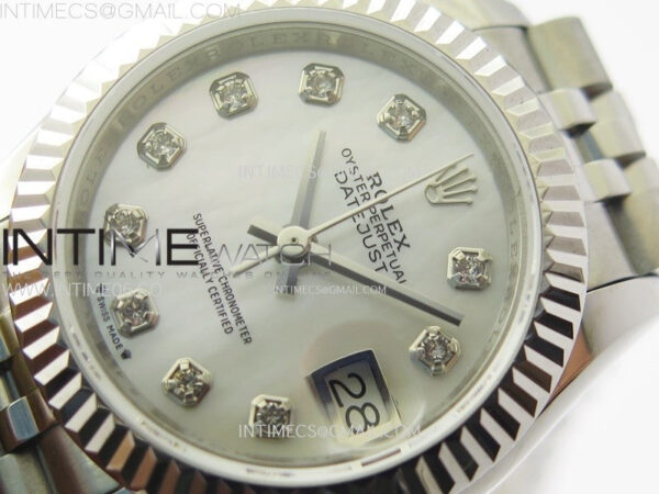 Datejust 28mm 279179 SS APSF Best Edition White MOP Dial Crystals Markers on SS Jubilee Bracelet NH05 – Bild 4