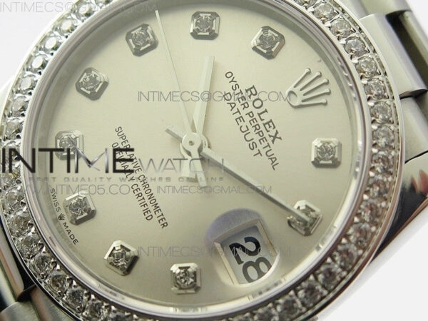 Datejust 31mm 278275 SS Crystal bezel BP Best Edition Silver Dial(@6 Crystal Marker) on SS President Bracelet – Bild 4