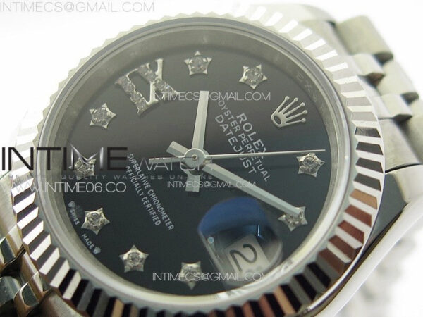 Datejust 28mm 279179 SS APSF Best Edition Black Dial Stars Crystals Markers on SS Jubilee Bracelet NH05 – Bild 4