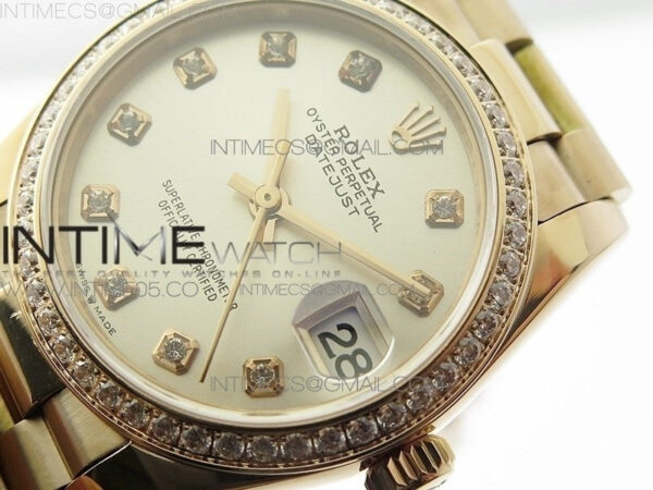 Datejust 31mm 278275 RG Dia Bezel BP Best Edition Silver Crystal Markers Dial on RG President Bracelet – Bild 4
