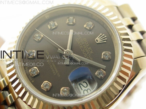 Datejust 28mm 279179 RG APSF Best Edition Brown Dial Crystals Markers on SS Jubilee Bracelet NH05 – Bild 5