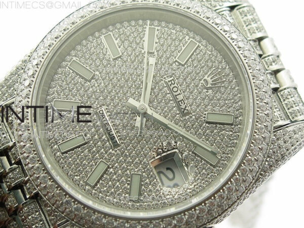 DateJust 41 126334 Full Paved Diamonds BP Best Edition Diamonds Dial Stick Markers on Jubilee Bracelet A2824 – Bild 4