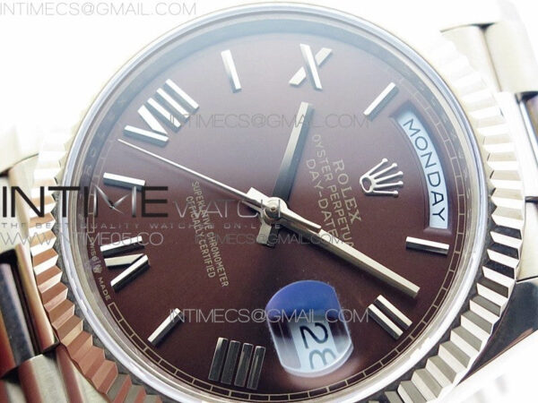 Day-Date 40mm 228239 BP New Dial Version 904 RG Brown Roman Markers Dial on RG President Bracelet A2836 – Bild 4