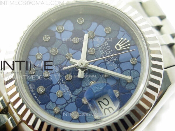 Datejust 28mm 279179 SS APSF Best Edition Blue Flowers Dial on SS Jubilee Bracelet NH05 – Bild 4