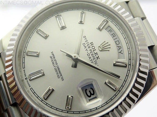 Day Date 40mm 228239 Gain Weight SS/tungsten APSF 1:1 Best Edition Silver Dial T Crystals Markers on SS President Bracelet A2836 – Bild 4
