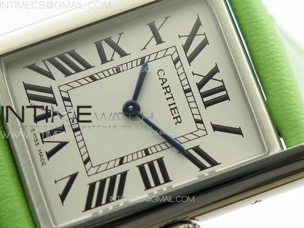 Tank Louis Ladies 25mm SS 8848F 1:1 Best Edition White Dial on Green Leather Strap Ronda Quartz – Bild 4