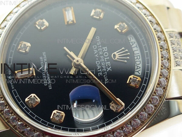 Day-Date 36 128235 RG/Crystal BP Best Edition Black Crystal Marker Dial on RG President Bracelet A2836 – Bild 4