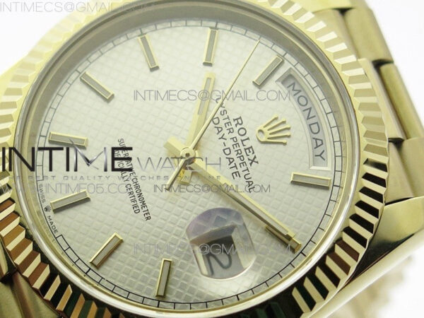 Day-Date 40mm 228239 BP New Dial Version 904 YG  Ice Blue Sticks Markers Dial on YG President Bracelet A2836 – Bild 4