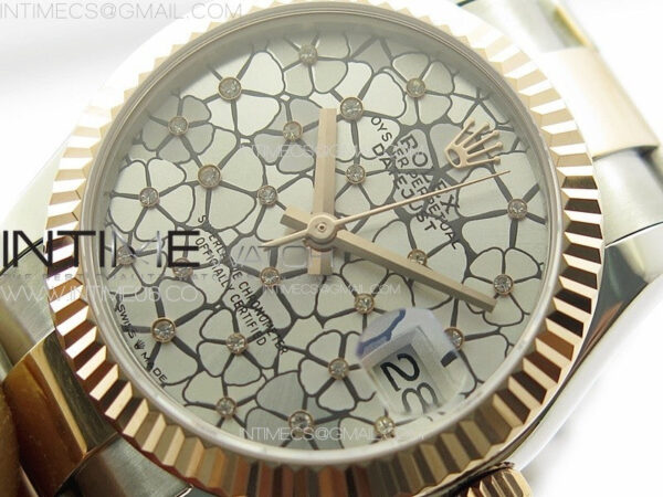 DateJust 31mm 72610 SS/RG APSF Best Edition Blue Flowers Crystals Dial on Oyster Bracelet A2824 – Bild 4