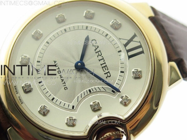 Ballon Bleu 36mm RG K3F 1:1 Best Edition White Textured Dia Markers Dial On Black Leather Strap A076 – Bild 4