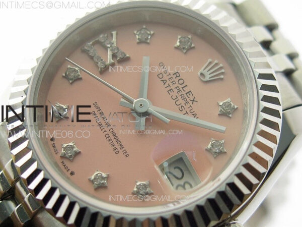 Datejust 28mm 279179 SS APSF Best Edition Pink Dial Stars Crystals Markers on SS Jubilee Bracelet NH05 – Bild 4