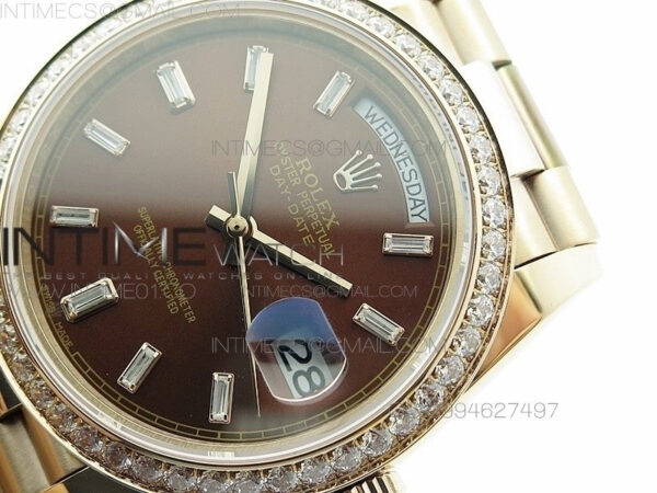 Day-Date 40 RG BP 1:1 Best 228239 Brown Diamond Sticks Dial Bezel on SS Bracelet – Bild 4