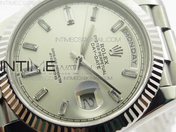 Day-Date 40mm 228239 BP New Dial Version 904 SS Silver T Crystal Markers Dial on SS President Bracelet A2836 – Bild 4