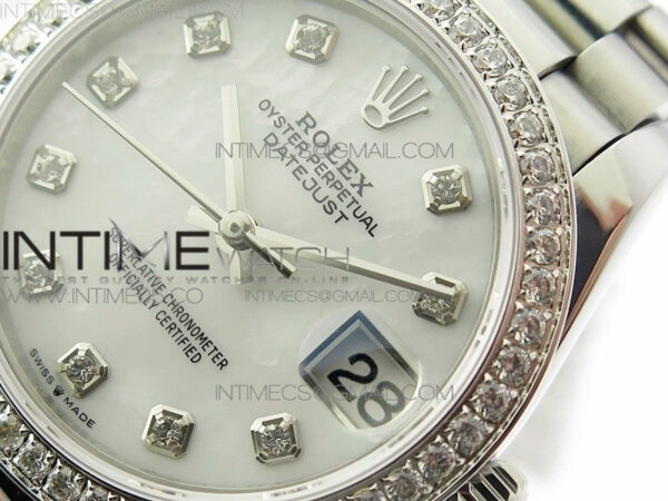 Datejust 31mm 278275 SS Crystal bezel BP Best Edition White Mop Dial(@6 Crystal Marker) on SS President Bracelet – Bild 4