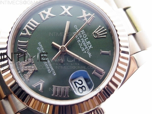 Datejust 31mm 278275 RG BP Best Edition Green Roman Markers Dial @6 Dia on RG President Bracelet – Bild 4