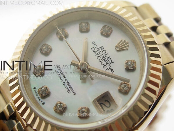 Datejust 28mm 279179 RG APSF Best Edition White MOP Dial Crystals Markers on SS Jubilee Bracelet NH05 – Bild 4