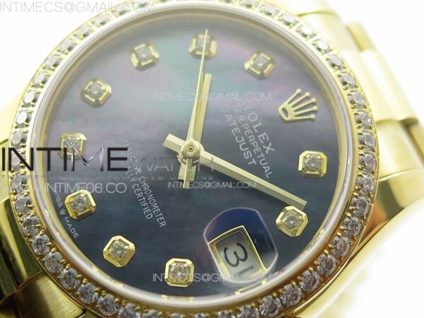 DateJust 31mm 178271 YG APSF Best Edition Blue MOP Dial Crystal Markers on President Bracelet A2824 – Bild 4