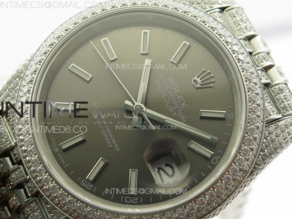 DateJust 41 126334 Full Paved Diamonds BP Best Edition Rhodium Dial Stick Markers on Jubilee Bracelet A2824 – Bild 4