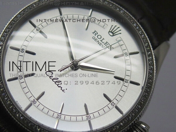 Cellini 50509 BP Maker SS Crystal Bezel Sliver Dial on Brown Leather Strap – Bild 4