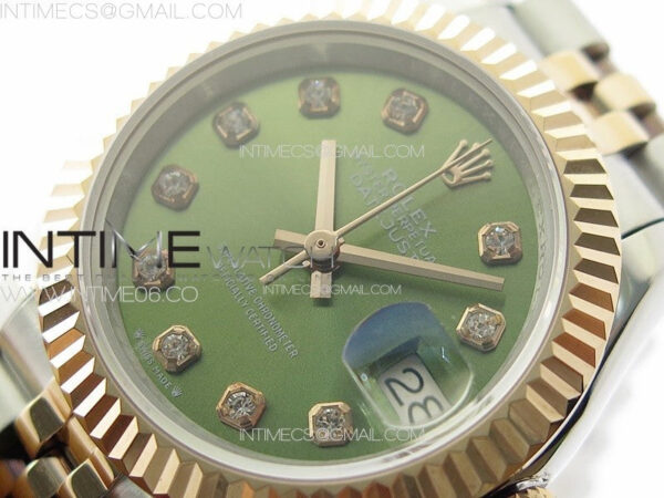 Datejust 28mm 279179 SS/RG APSF Best Edition Green Dial Crystals Markers on SS/RG Jubilee Bracelet NH05 – Bild 4