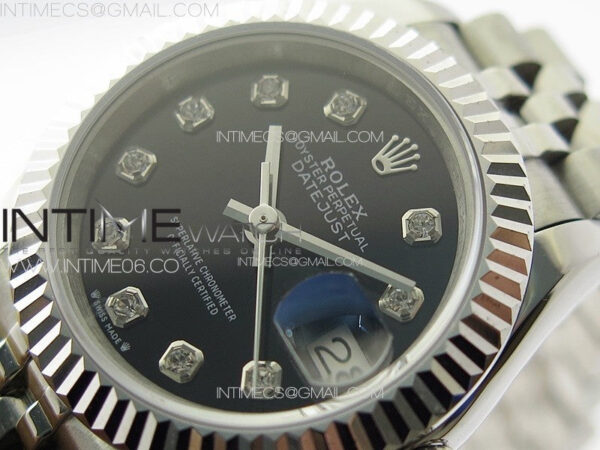 Datejust 28mm 279179 SS APSF Best Edition Black Dial Crystals Markers on SS Jubilee Bracelet NH05 – Bild 4