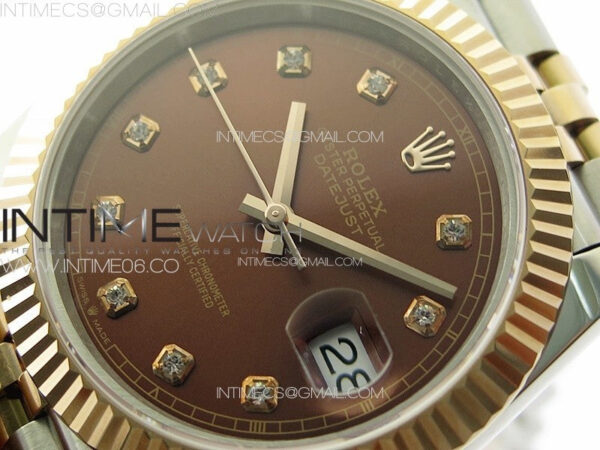 DateJust 41 126331 904L SS/RG GMF 1:1 Best Edition Rrown Dial Crystals Markers On Jubilee Bracelet VR3235 – Bild 4