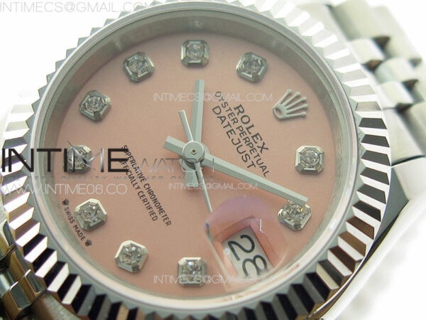 Datejust 28mm 279179 SS APSF Best Edition Pink Dial Crystals Markers on SS Jubilee Bracelet NH05 – Bild 4
