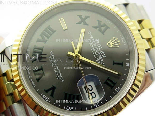 DateJust 36 SS 126233 904L SS/YG VSF 1:1 Best Edition Gray Dial Green Roman Markers on Jubilee Bracelet VS3235 – Bild 4