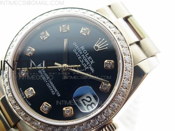 Datejust 31mm 278275 RG Dia Bezel BP Best Edition Black Crystal Markers Dial on RG President Bracelet – Bild 4