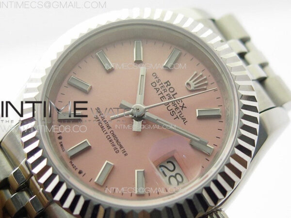 Datejust 28mm 279179 SS APSF Best Edition Pink Dial Sticks Markers on SS Jubilee Bracelet NH05 – Bild 4