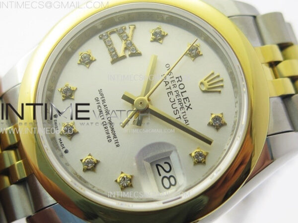 Datejust 28mm 279173 Smooth Bezel SS/YG APSF Best Edition White MOP Dial Star Crystals Markers on Jubilee Bracelet NH05 – Bild 4