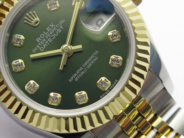 Datejust 28mm 279173 SS/YG BP Best Edition Green Crystals Markers Dial on SS/YG Jubilee Bracelet ETA2671 – Bild 4