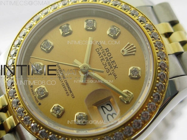 Datejust 28mm 279179 SS/YG APSF Best Edition Gold Dial Crystals Markers on SS/YG Jubilee Bracelet NH05 – Bild 4