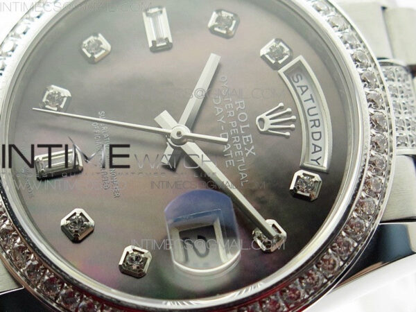 Day-Date 36 128239 SS/Crystal BP Best Edition Black MOP Crystal Markers Dial on SS President Bracelet A2836 – Bild 3