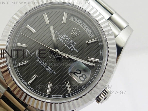 DayDate 40mm BP Best 228239 SS Gray Stripe Stick Dial on SS Bracelet – Bild 4