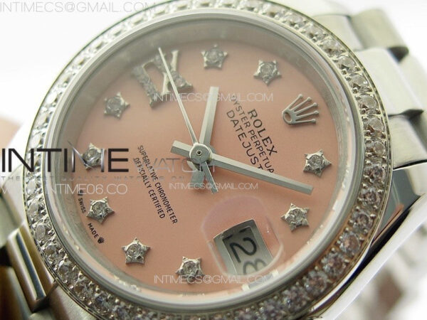 Datejust 28mm 279179 SS/Crystals APSF Best Edition Pink Dial Stars Crystals Markers on SS President Bracelet NH05 – Bild 4