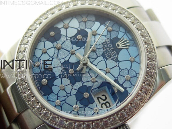 DateJust 31mm 278274 904L SS/Crystals Bezel GMF Best Edition Blue Flowers Crystals Dial on 904L Oyster Bracelet A2824 – Bild 4